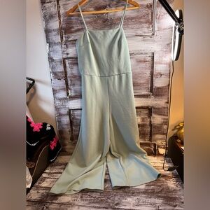 Spaghetti-Strap Wide-Leg Jumpsuit in Sage Green